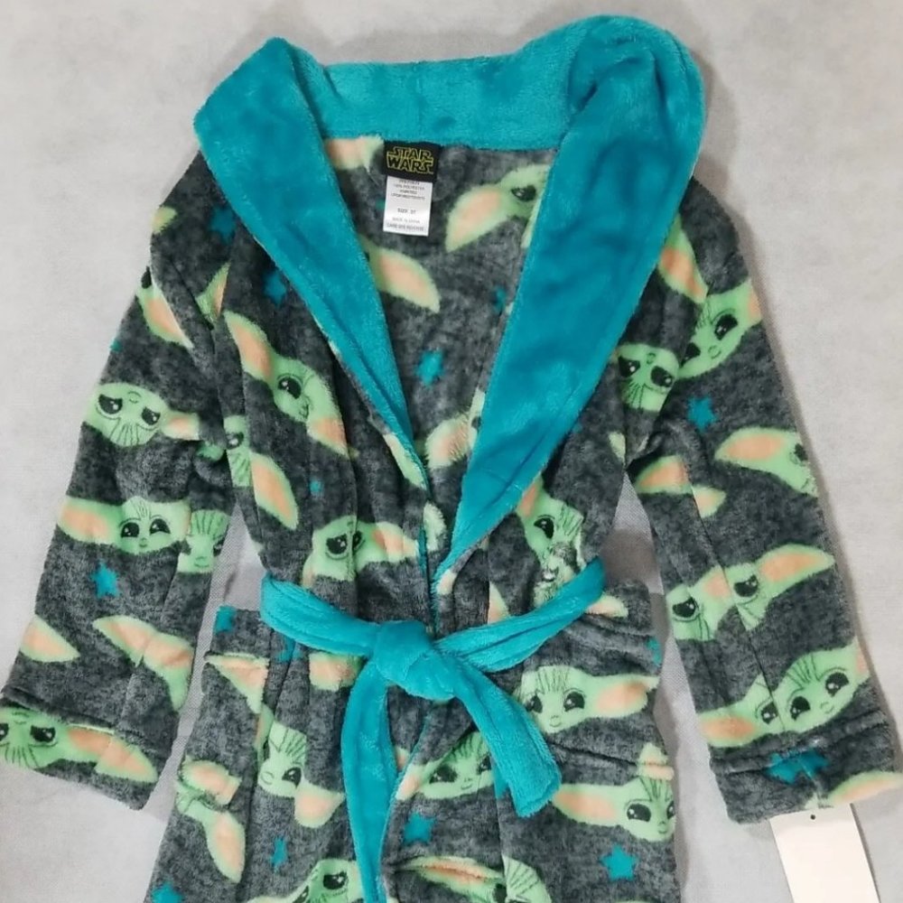 Star Wars Toddler Boy Size 3T Baby‎ Yoda Mandalorian Fleece Robe NWT